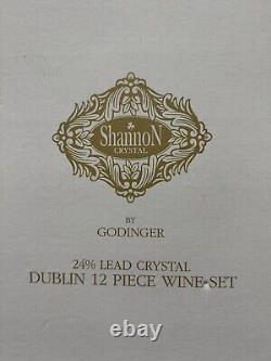 Dublin Shannon Crystal by Godinger Wine Water Glasses 12 Piece Set 9oz With Box