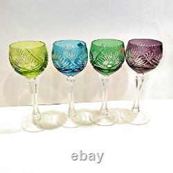 ECHT BLEIKRISTALL 4 Color Wine Or Electi Crystal Wine Glasses RARE