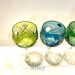 ECHT BLEIKRISTALL 4 Color Wine Or Electi Crystal Wine Glasses RARE