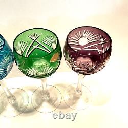 ECHT BLEIKRISTALL 4 Color Wine Or Electi Crystal Wine Glasses RARE