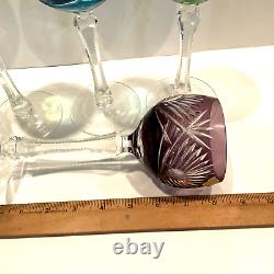 ECHT BLEIKRISTALL 4 Color Wine Or Electi Crystal Wine Glasses RARE