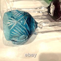 ECHT BLEIKRISTALL 4 Color Wine Or Electi Crystal Wine Glasses RARE