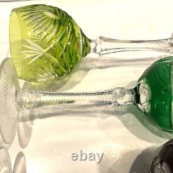 ECHT BLEIKRISTALL 4 Color Wine Or Electi Crystal Wine Glasses RARE