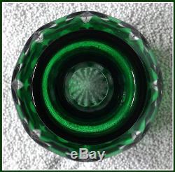 EMERALD GREEN Wine Decanter CUT TO CLEAR Lead CRYSTAL Germany BAMBERG Nachtmann