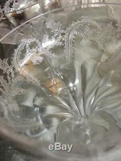 Early 1900s 5 1/8 stemware champagne wine coupes etched unsigned 13