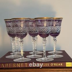 Ebling & Reuss Germany MARCHIONESS CLARET 6 WINE Glasses Amethyst Set 8 FREE SH