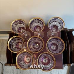 Ebling & Reuss Germany MARCHIONESS CLARET 6 WINE Glasses Amethyst Set 8 FREE SH