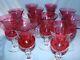 Edinburgh Crystal Cranberry THISTLE pattern Wine glasses Set of 10 5 1/4tall