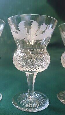 Edinburgh Crystal Thistle Claret Wine Glasses SIGNED 4 1/2 Set of 4