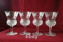 Edinburgh Crystal Thistle Pattern 4 x Small Wine Glasses signed