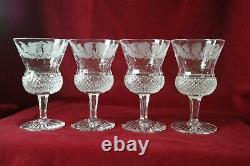 Edinburgh Crystal Thistle Pattern 4 x Small Wine Glasses signed