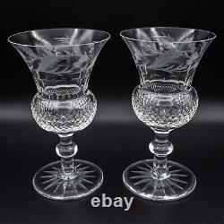 Edinburgh Crystal Thistle White Wine Glasses Pair-UNSIGNED 5 1/4 FREE SHIP