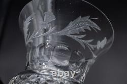 Edinburgh Crystal Thistle White Wine Glasses Pair-UNSIGNED 5 1/4 FREE SHIP