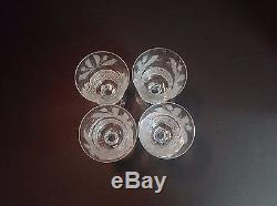 Edinburgh Crystal White Wine Glasses Thistle Pattern Etched, Signed Set of 4