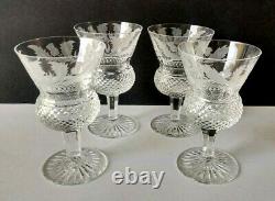 Edinburgh Fine Signed Crystal 4 1/2 Claret Wine Glasses Scotland Set Of 4