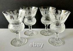 Edinburgh Fine Signed Crystal 4 1/2 Claret Wine Glasses Scotland Set Of 4