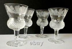 Edinburgh Fine Signed Crystal 4 1/2 Claret Wine Glasses Scotland Set Of 4