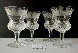 Edinburgh Fine Signed Crystal 4 1/2 Claret Wine Glasses Scotland Set Of 4