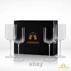 Elegant Crystal Straight Edge Design Set of 4 Wine Glasses