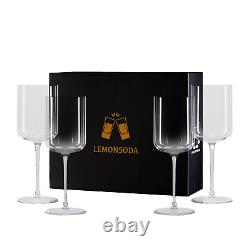 Elegant Crystal Straight Edge Design Set of 4 Wine Glasses