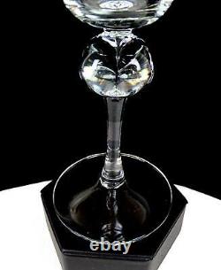 Elegant Hand Blown Crystal Panel Optic 4 Pc Ball Stem 8 Wine Glasses 1920-1950