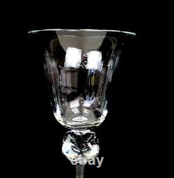 Elegant Hand Blown Crystal Panel Optic Ball Stem 4 Pc 8 Wine Glasses 1920-1950