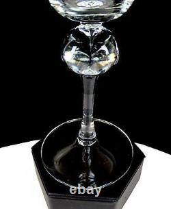 Elegant Hand Blown Crystal Panel Optic Ball Stem 4 Pc 8 Wine Glasses 1920-1950