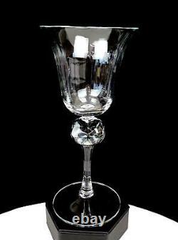 Elegant Hand Blown Crystal Panel Optic Ball Stem 4 Pc 8 Wine Glasses 1920-1950