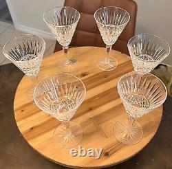 Elegant Waterford Crystal Cut Wine Glasses, Maeve Pattern (6X) 6 1/2