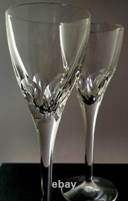 Elegant Waterford Wine Glasses Thumbprint Cut Elberon Crystal Pair 7oz