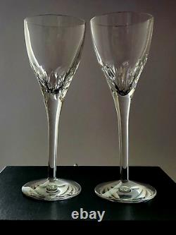 Elegant Waterford Wine Glasses Thumbprint Cut Elberon Crystal Pair 7oz