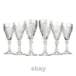 Elegant and Modern Russian Cut Crystal Wine Glasses 7oz, 200ml, Set of 6