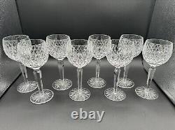 Exceptional Set of 8 WATERFORD CRYSTAL Boyne (Cut Foot) Hock Wine Glasses, MINT