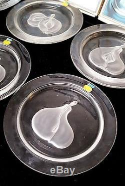 Extremely Rare Set Of 6 Riedel Plates 9 3/8 Crystal Fruits Wine Glass Boxes