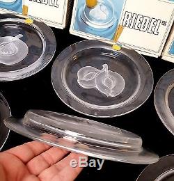 Extremely Rare Set Of 6 Riedel Plates 9 3/8 Crystal Fruits Wine Glass Boxes