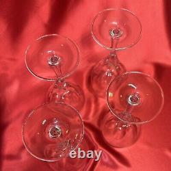 Extremely Rare- Set Of Four Crystal Hoya Metaphore Thumbprint Red Wine Glasses