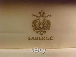 FABERGE Set of 10 Enamel Egg & Crystal Wine Glass Charms / Markers Velvet Box