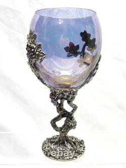 FELLOWSHIP FOUNDRY Crystal And Pewter Grapevine Wine Glass NEAR MINT Set Of 4