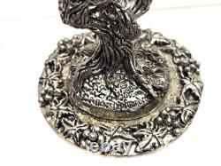 FELLOWSHIP FOUNDRY Crystal And Pewter Grapevine Wine Glass NEAR MINT Set Of 4