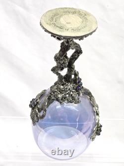 FELLOWSHIP FOUNDRY Crystal And Pewter Grapevine Wine Glass NEAR MINT Set Of 4