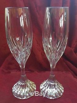 FLAWLESS Exquisite BACCARAT France Pair MASSENA Crystal CHAMPAGNE FLUTES WINE