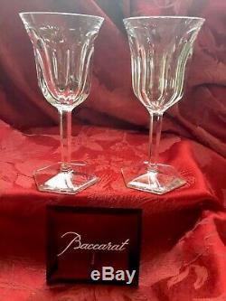 FLAWLESS Stunning BACCARAT France Pair MALMAISON Glass Crystal WINE GOBLET