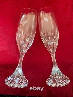 FLAWLESS Stunning BACCARAT France Pair MASSENA Art Crystal CHAMPAGNE FLUTES WINE