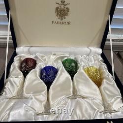 Faberge Crystal Colored Na Zdorovye Wine Glasses (4). Stores In Box. Unused