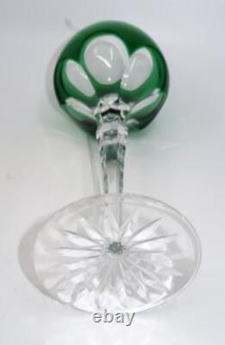 Faberge Crystal LAUSANNE Wine Hock, Cut to Clear Panels Green 8 3/8 Tall