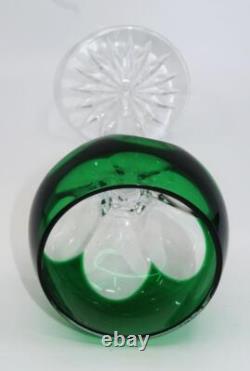 Faberge Crystal LAUSANNE Wine Hock, Cut to Clear Panels Green 8 3/8 Tall