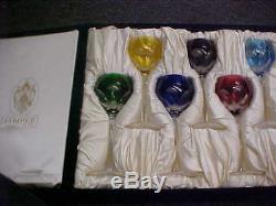Faberge Crystal LAUSANNE Wine Hocks 6 Colors Mint In Storage Box