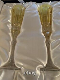 Faberge Crystal Xenia Wine Flute Glasses With Box