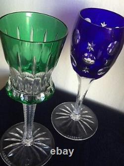 Faberge Grand Palais Wine Glass Goblet Set Of 4 Multi Color Cased Crystal
