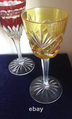 Faberge Grand Palais Wine Glass Goblet Set Of 4 Multi Color Cased Crystal